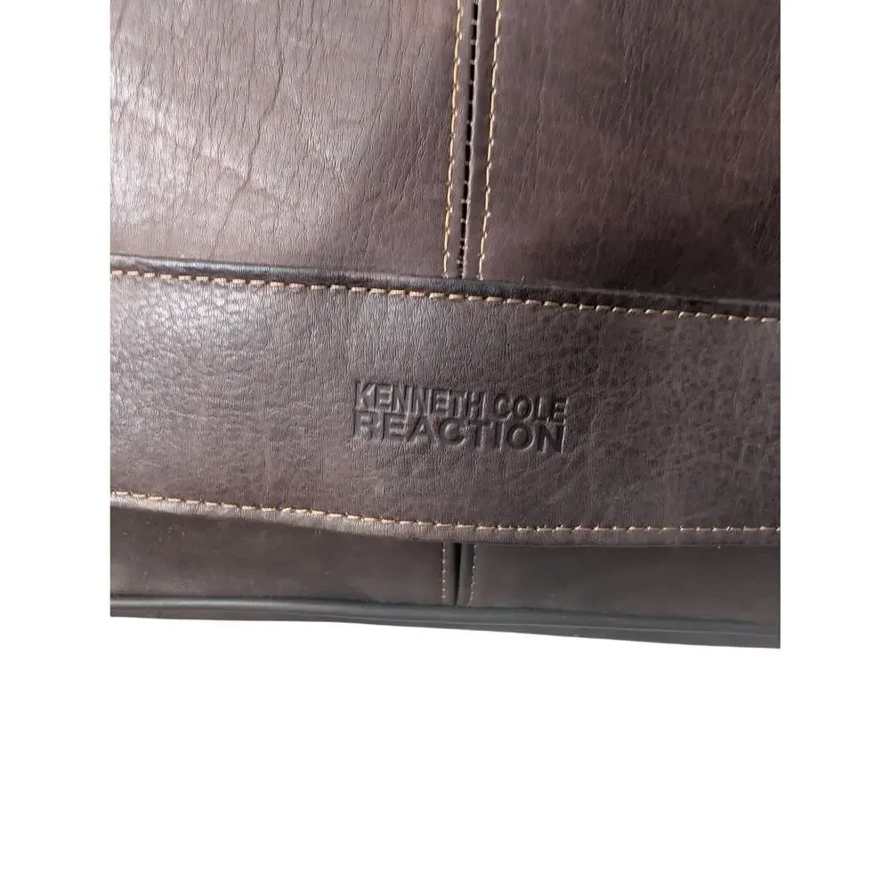 KENNETH COLE REACTION! ESPRESSO BROWN GENUINE LEATHER LAPTOP CASE, BRIEFCASE!
